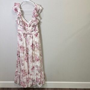 Birdy Grey Michelle Dress Chiffon Dusty Pink Peonies floral